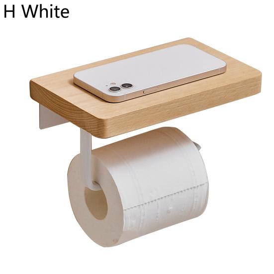 Tissue Rack Strong Bearing Capacity Punch Free Wooden Bathroom Toilet Wall Hanging