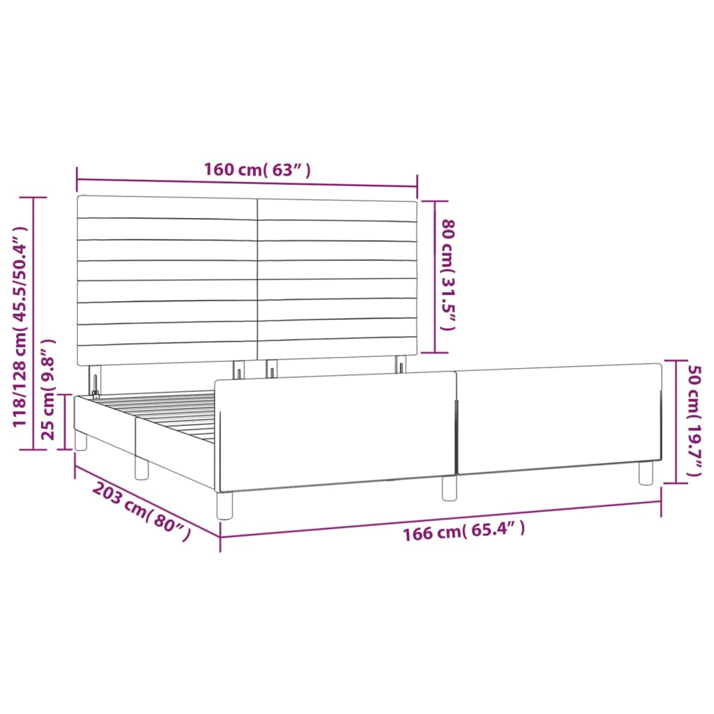 Bed Frame without Mattress Black 160 x 200 cm Velvet