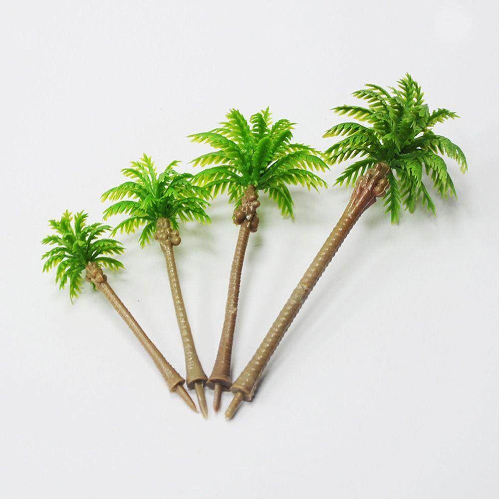 5Pcs Plastic Coconut Palm Tree Miniature Artificial Coconut Palm Ornaments  Desktop Decoration