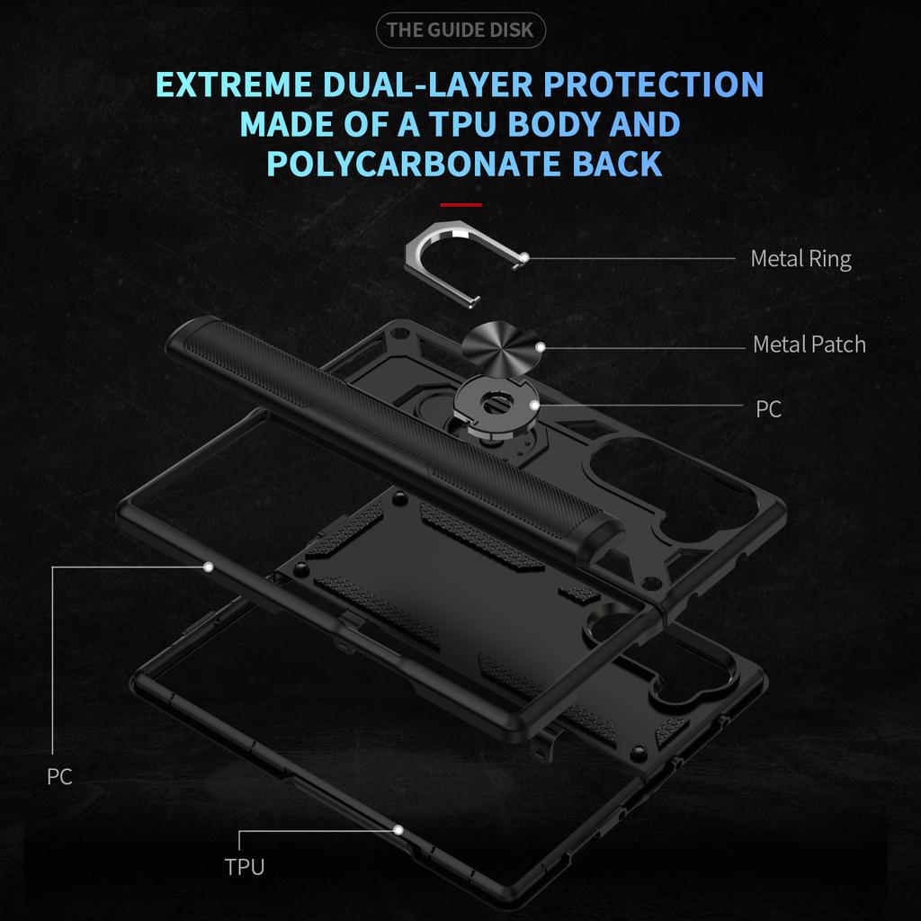 Black Hard Rugged Cover Kickstand Finger Ring Fashion Case for Samsung Galaxy Z Fold7 5G Fold6 Fold 7 Zfold7 Fold5 Fold 5 6