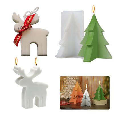 New Sika Deer Christmas Tree Silicone Candle Mold Christmas Decoration Plaster Craft Resin Make DIY Soap Molud Holiday Gift