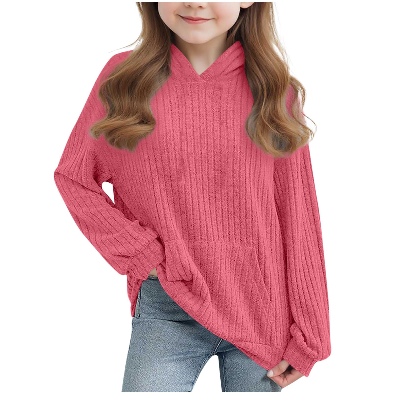 

Children s Hooded Sweatshirt Teen Girls Long-Sleeve Top Playful Sweater Lightweight Knitwear Fall/Winter Collection Winter Apparel 130