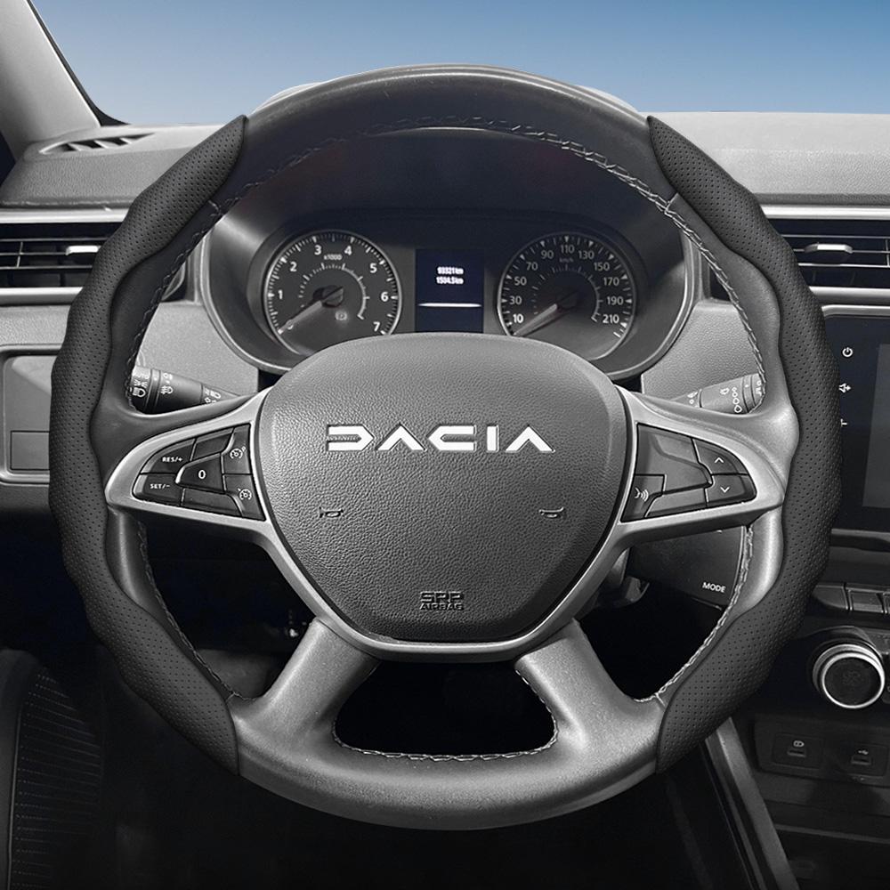 Pasuje do pokrowca na kierownicę Dacia, Sportowy design w kształcie fali, Oddychająca skóra, Segmentowy antypoślizgowy pochłaniający pot pokrowiec ochronny dla San