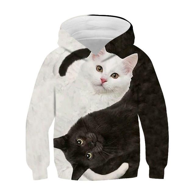 2025 Fashion Cat Hoodies Teen Girls Boys 3D Printed Hooded Sweatshirt Children Hoodie Loose Pullover Autumn Kids Clothes Streetwear