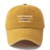 Cappellino da Baseball Unisex alla Moda e Versatile con Lettere Stampate AMSTERDAM, Leggero per l'Esterno, Visiera Curva, Cappellino da Baseball da Autista di Camion