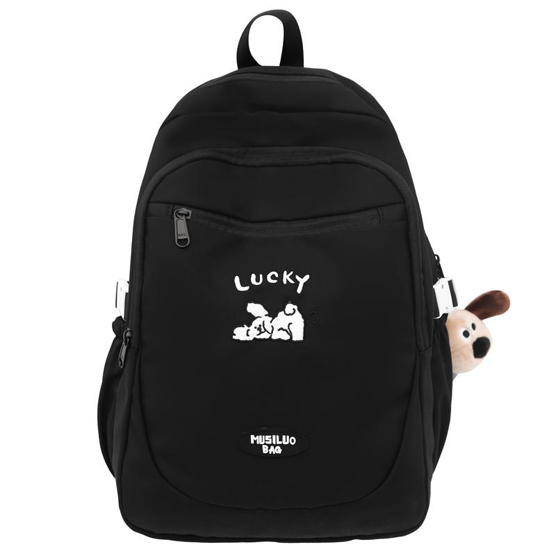 

Школьный рюкзак для школьников средней школы, женский однотонный рюкзак с героями мультфильмов чёрный