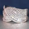Huitan Schleifen Design Damenring Voll Glänzend Zirkonia Luxus Party Hochzeit Damen Accessoires Silberfarbe Trendiger Schmuck
