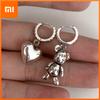 925 Sterling Silver Bear Heart Earrings Charm Women Trendy Fine Jewelry Prevent Allergy Party Accessories Gifts