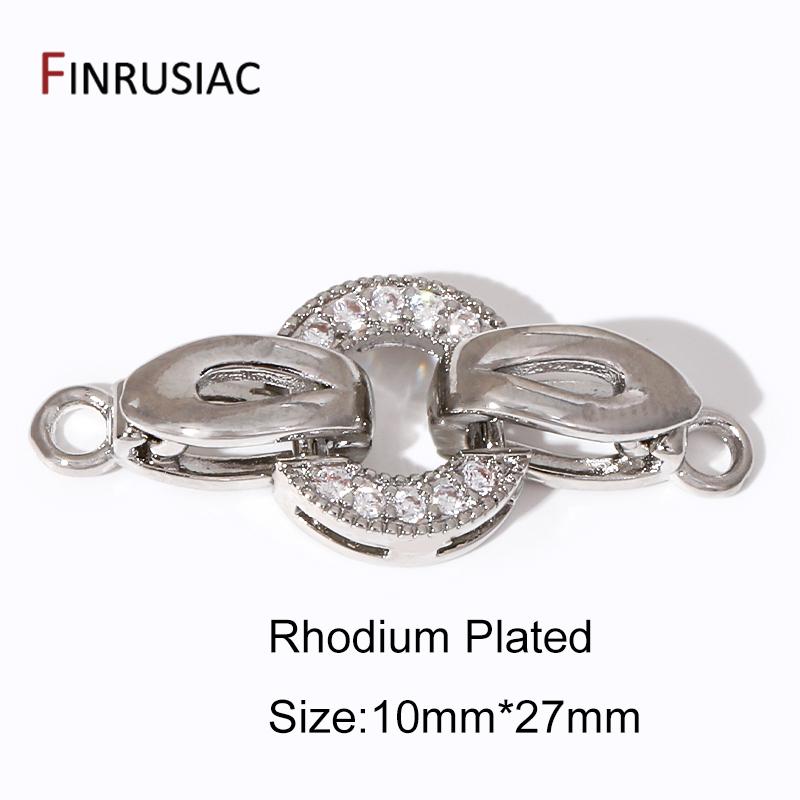 18K Gold Plated Zircon Fasteners Accessories Closure Lock Clasps For DIY Needlework Beads Pearls Jewelry Making Findings