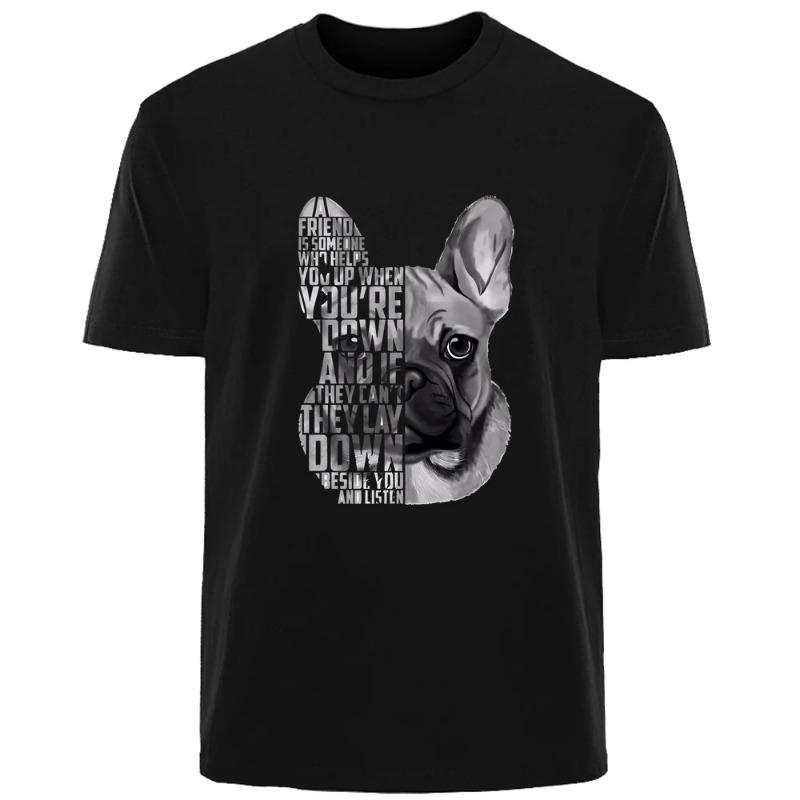 Handsome French Bulldog Print Summer High Quality Men Cotton Material Breathable T-Shirt Outdoor Casual Fashion Men Street Wear