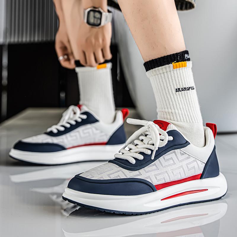 Fashion 2025 Non Slip Mens Shoes Breathable Thick Soled Casual Shoes Korean Version Trendy Student Sports Designer Casual Platform White
