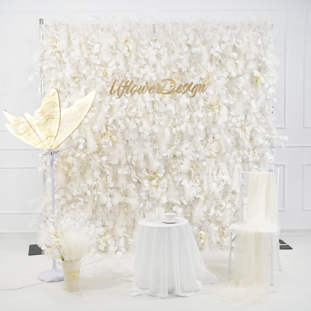 Uflower Red Rose luxury 5D Flower Wall Cloth Fabric Wedding Backdrop Decor Artificial Flower Arrangement Marriage Event Props