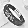 Black Leather Rope Cowhide Men's, Genuine Leather Woven Bracelet Handmade Multilayer Leather Bracelet