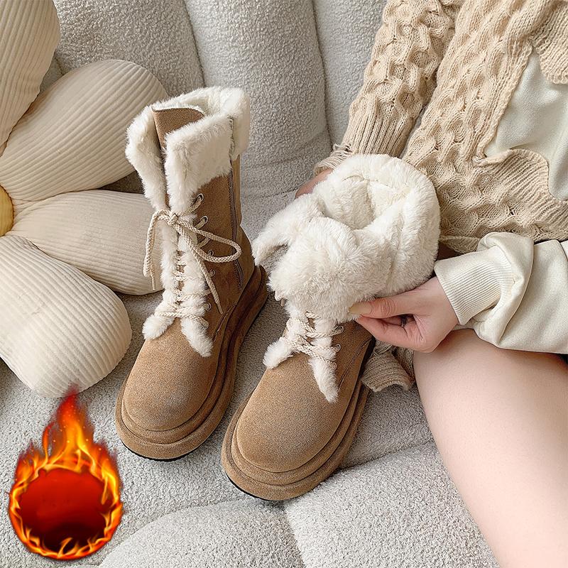 

Зимние женские хлопковые сапоги на платформе, модные элегантные туфли на шнуровке, женские теплые полусапожки до середины голени 40