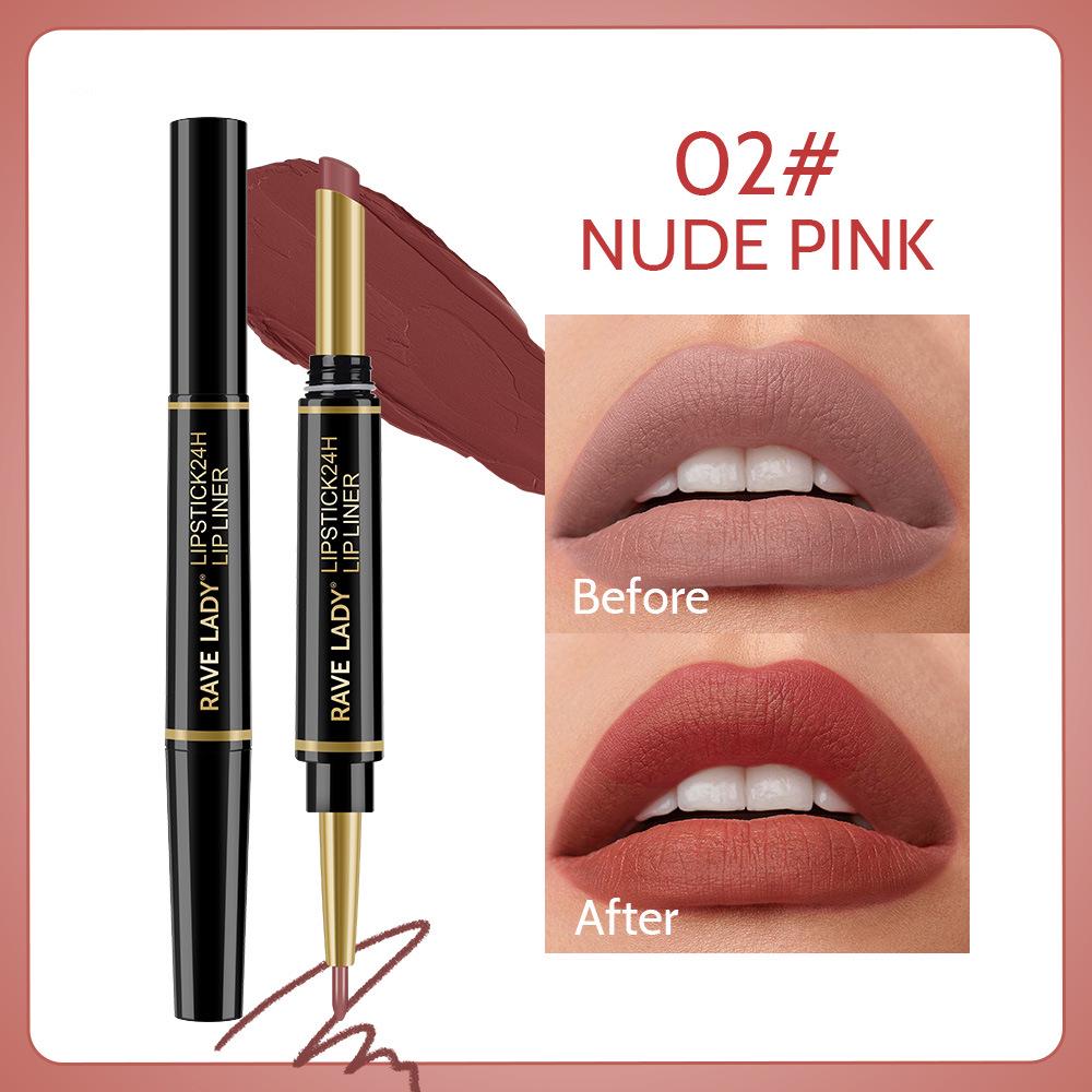 RAVE LADY Double-Ended Waterproof Matte Lipstick & Lip Liner Pen