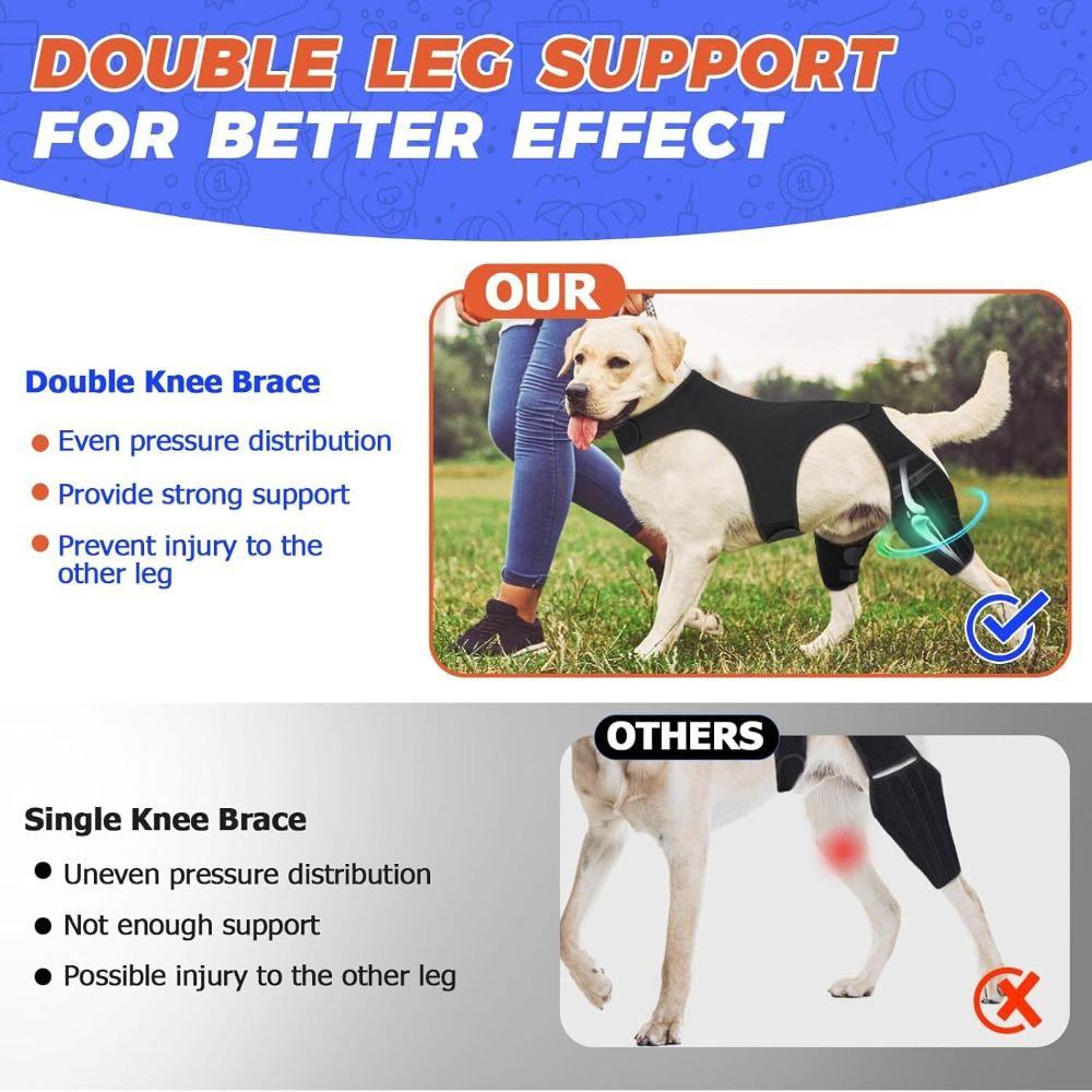 Adjustable Dog Knee Brace Breathable Durable Leg Support Bracket Reflective Design Joint Support Pet Knee Wound Protection