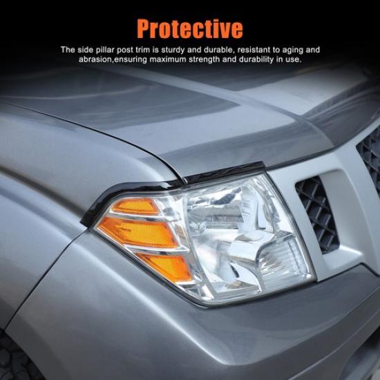 Glossy Piano Black Headlight Eyebrow Trim Sticker for Nissan Frontier 2009-2017