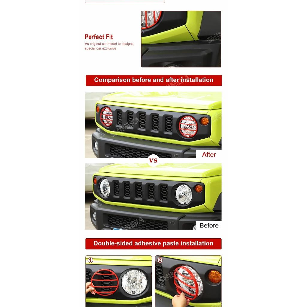 SHINEKA Lamp Hoods Car Front Headlight Lamp Decoration Cover for Suzuki Jimny 2019 2020 2021 2022 2023 Up Exterior Accessories