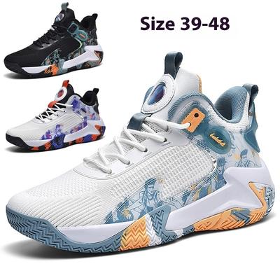 Basketball Shoes Men's Flying Woven Sports Casual Shoes Breathable Mesh Shock Absorption Non-slip Wear-resistant Sneakers