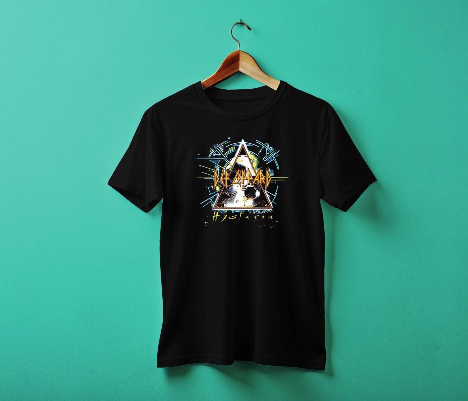 Men s and Women s T-shirts Def Leppard Hysteria Custom t-shirt BLACK XS