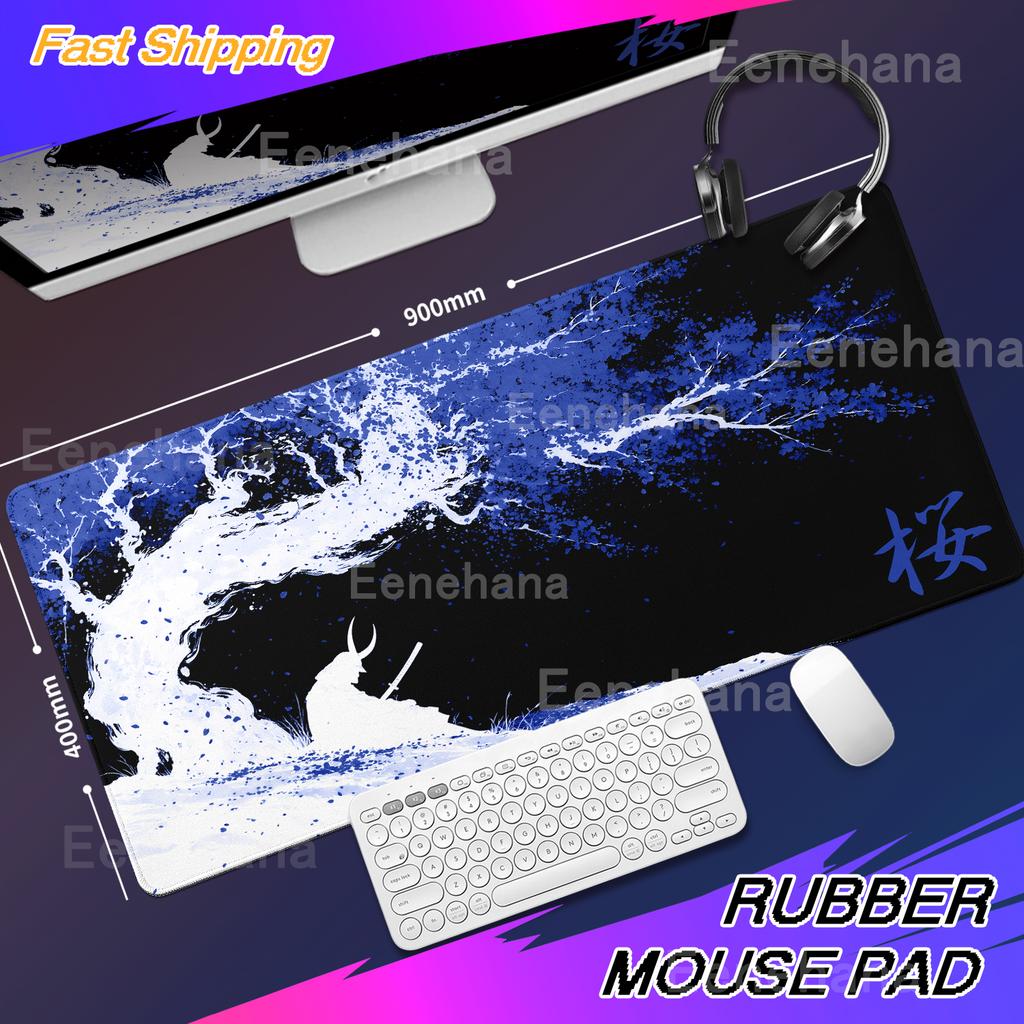 Sakura Samurai Schwarzes Mauspadd Tuschemalerei Kunst Tischmatte Gamer Gaming Laptop Teppich PC Büro Zubehör E-Sport Großes Mauspadd