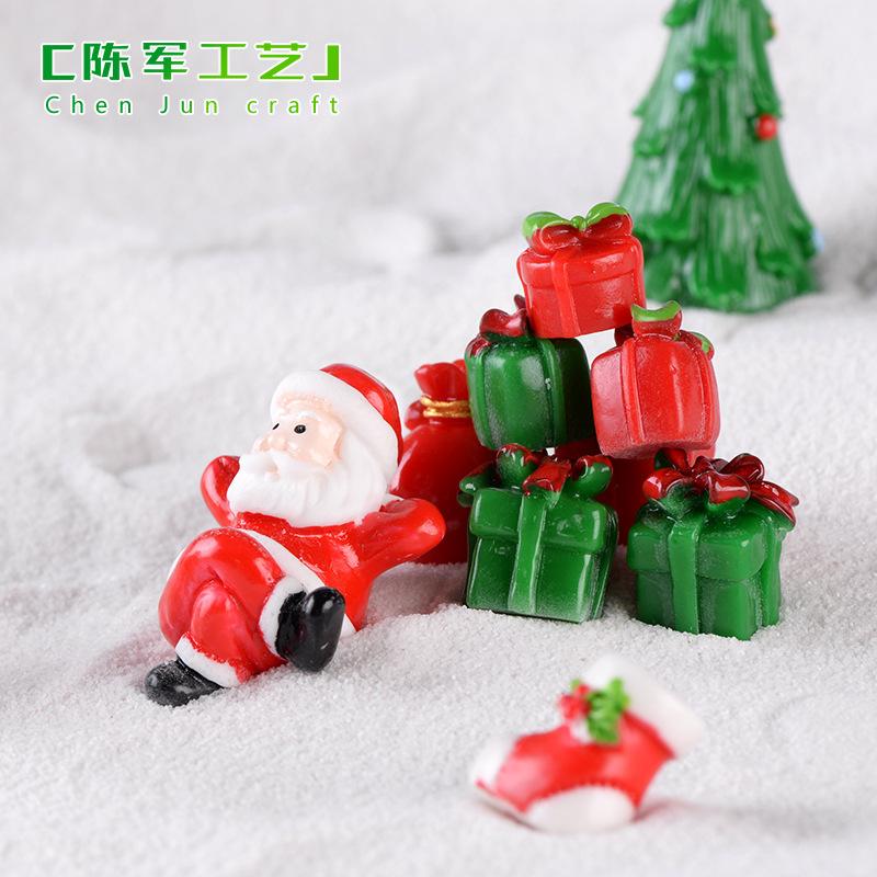 New Santa Claus snowman train micro-landscape snow scene decoration candle gift socks bell resin crafts santa number 9