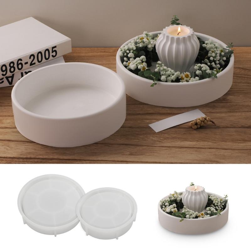 Round Storage Bowl Silicone Molds Candle Tray Molds Plaster Molds Epoxy Resin Molds Castings Molds Flower Pots Molds
