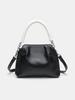Fashiable and Versatile Color Blocking Small Square Bag with Bow and Pleated Black Handbag