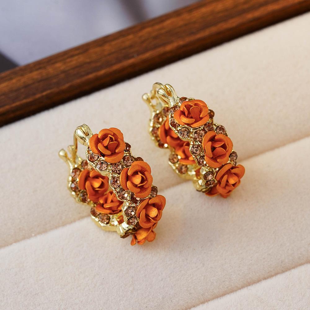 Роскошные Цветочные Серьги для Женщин Уникальный Дизайн Элегантные Серьги Маленький Кольцо Висячие Серьги