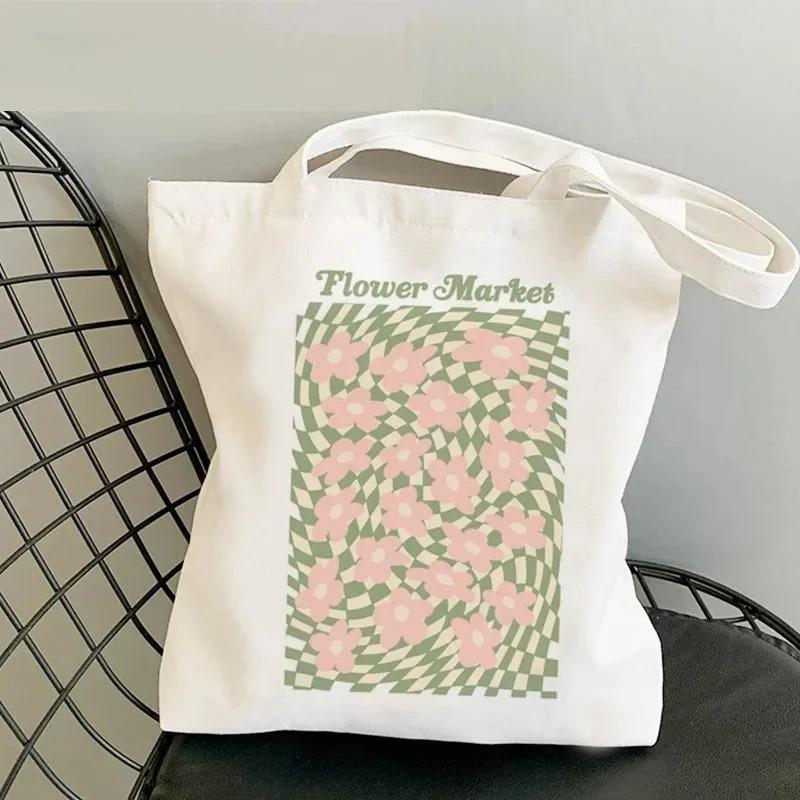Lightweight Women Shoulder Bags Fashion Foral Canvas Tote Bag Large Capacity Shopping Shopper Handbag No Zipper Girl Handbags