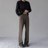 Summer New Black Straight Trousers Drape Feeling High Sense Scimitar Slightly Pull Pants Men's Casual Suit Trousers