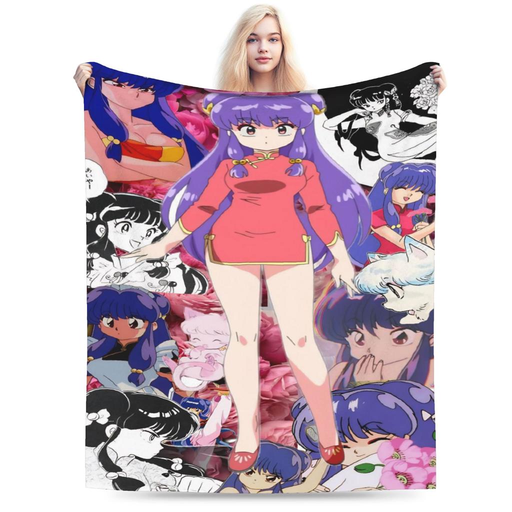 Ranma 1/2 Shampoo Manga Blankets  Wool Funny Warm Throw Blankets for Bedding Lounge  Winter