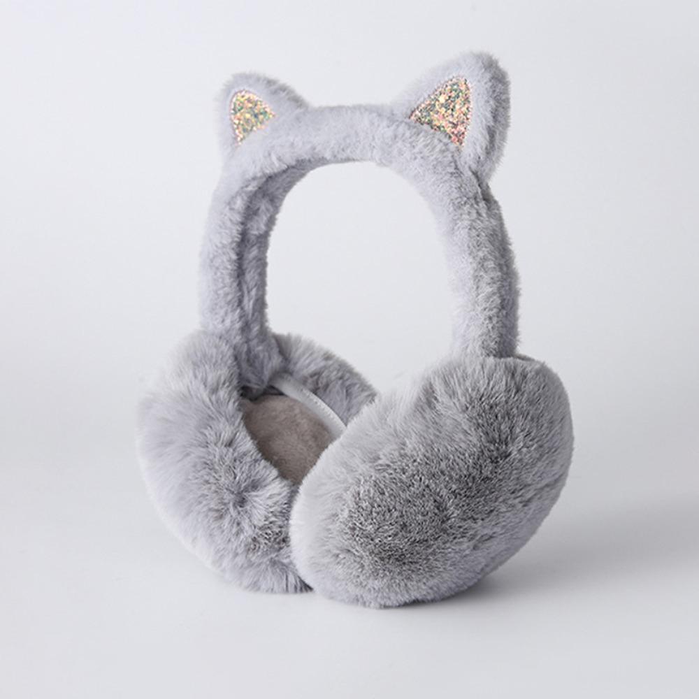 Foldable Faux Fur Ear Warmers Faux Fur Foldable Thermal Earmuffs Cat Ear Earmuffs  Winter Outdoor