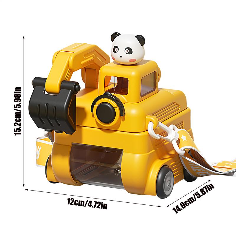 Portable Water Bottles Excavator Shape Kids Water Bottle Funny Hydration Companion With Straw And Strap For Students