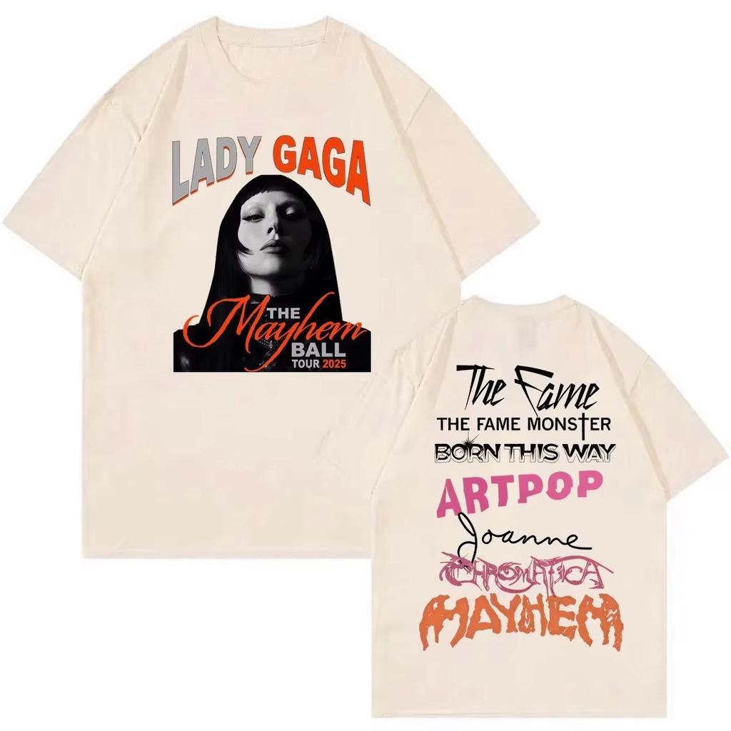 Nuova T-shirt Merch Album Mayhem di Lady Gaga Harajuku Pop Music T-shirt a Maniche Corte Abbigliamento Uomo Donna Moda T-shirt