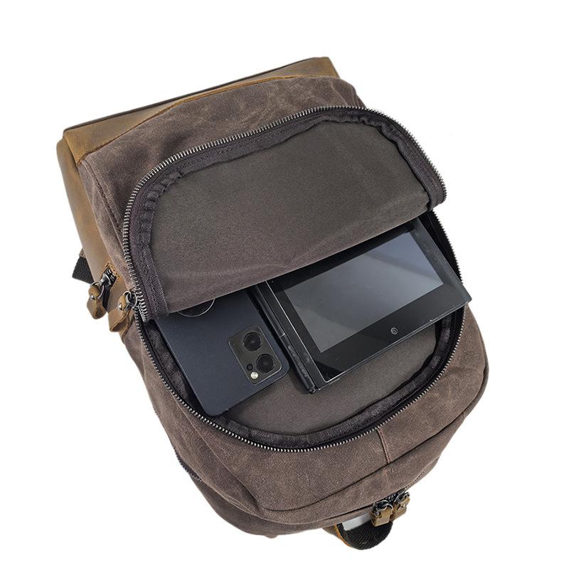 Backpack Men's and Women's Backpacks Outdoor Sports Travel Bag Waxed Canvas Waterproof Travel Computer Bag