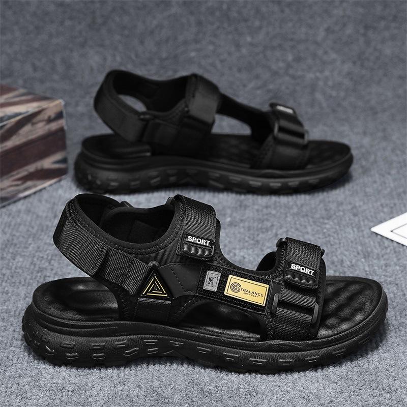 

Мужская обувь 2024 лето новый тренд воздушная подушка массажная подошва сандалии двойного назначения спорт и отдых уличная нескользящая пляжная обувь 39 чёрный