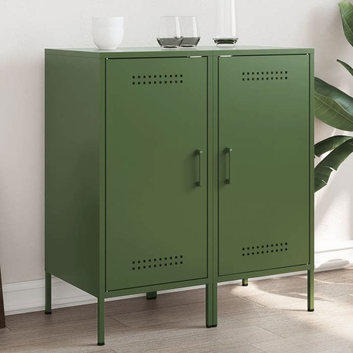VidaXL Buffets 2 Pcs, Cabinets with Legs, Cupboards with Door, Storage Furniture Living Room Bedroom, Olive Green 843021