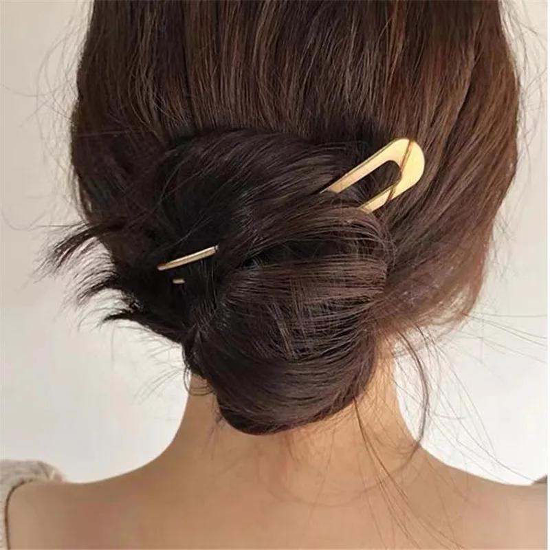 Einfache U-förmige Haarnadel Metall Haarstäbe U Französische Haarspangen Nadeln Einfache Modische Haaraccessoires für Frauen