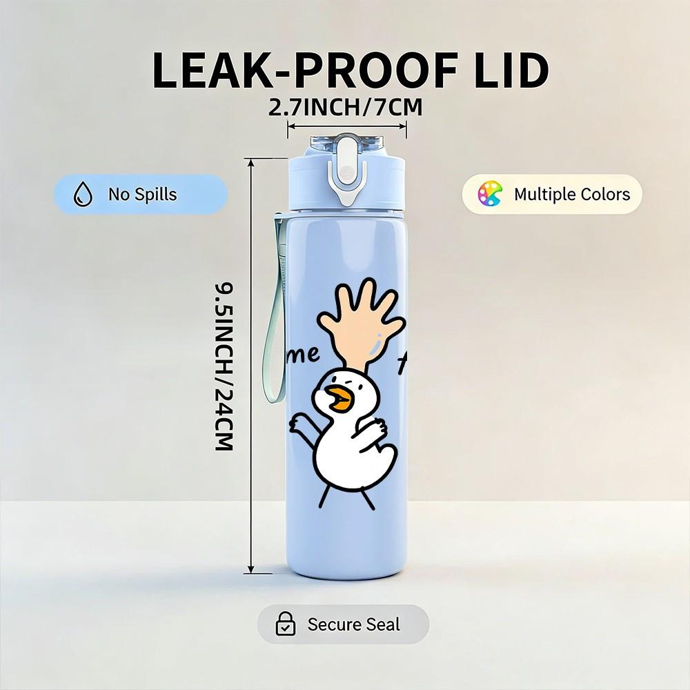 1PC Give Me Five Hand Cartoon Print 750ml Color Plastic Sports Water Bottle Leakproof Flip Straw Lid Suitable for Sports Office Home Use