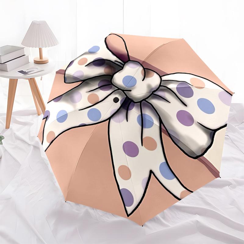 1pc Polka Dot Bow Automatic Open/Close Umbrella, Formal Events - Ideal Gift for Family or Friends, Outdoor Accessory Yy251211235