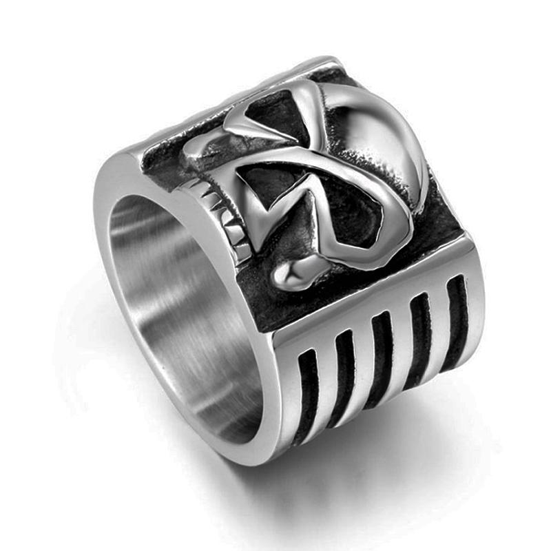 Anello Vintage Teschio Fantasma in Acciaio Inossidabile per Uomo Anelli Punk Gotici Larghi Anello Maschile Heavy Metal Hip Hop Gioielli Regali Dropshipping