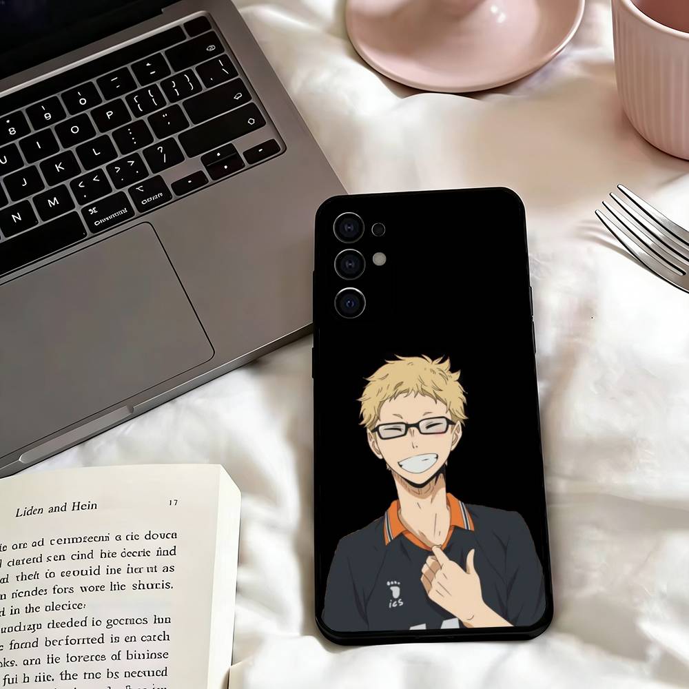 Haikyuu-u Tsukishima Phone Case Black Silicone Soft For Samsung S25,S24,S21,S22,S23,S30,Ultra,S20,Plus,Fe,Lite