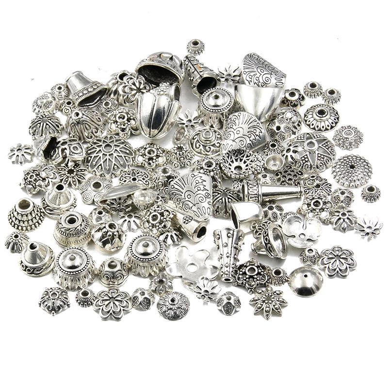 Antique Silver Flower Spacer Beads: Multi-Style, Hollow Design for DIY Bracelets & Necklaces