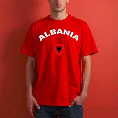 Personalisierbares Albanien Fußball T-Shirt, Fußballfans Sportliebhaber Flaggenabzeichen Oberteil