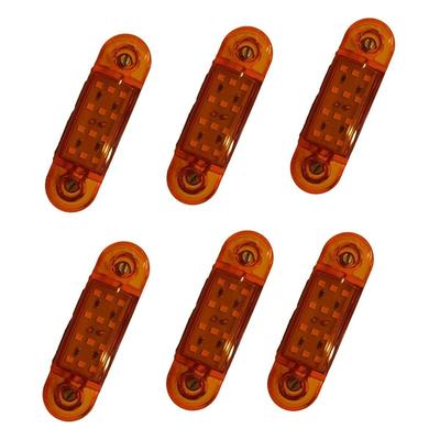 6-Pack LED Marker Lights Amber 24V Waterproof Trailer Side Marker Clearance Lights for Truck Bus Boat Universal Fit