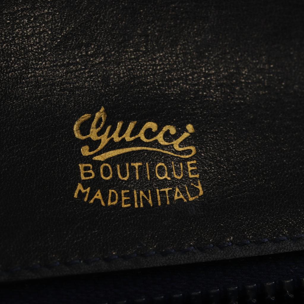 Gucci Old Gucci Shoulder Bag Vintage Navy Blue GG Canvas Women Used