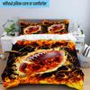 3PCS Flaming Football Artwork 3pcs Bedding,Including 3PCS Duvet Cover And 2pcs Pillowcases Perfect for Christmas,Ideal for Bedroom, Dormitory