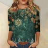 Women's Fashion Casual Christmas Printed Round Neck Long Sleeve Pullover Top