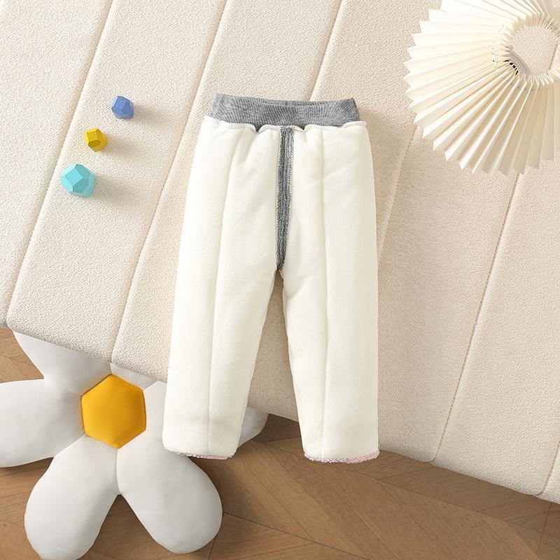 Kleinkind Mädchen Fleecegefütterte Thermo-Hose Bären-Print Verdickte Winter Baumwollhose